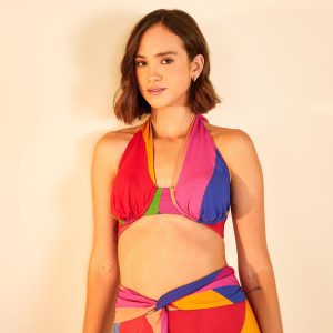Top Bojo Lenço Estampado Costela De Cor