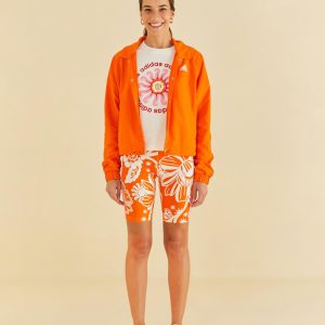 Bermuda Adidas Estampada Boho Flower Orange
