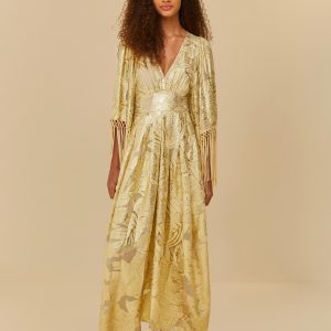 Vestido Cropped Jacquard Com Franja
