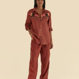 Calça Alfaiataria Bordada