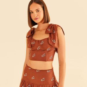 Top Bordado Estampado Cavalinhos