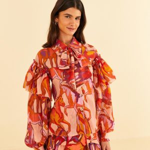 Blusa Manga Longa Estampada Cavalos Coloridos