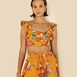 Top Babado Estampado Caju Céu