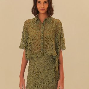 Camisa Cropped Guipure Praia De Rio