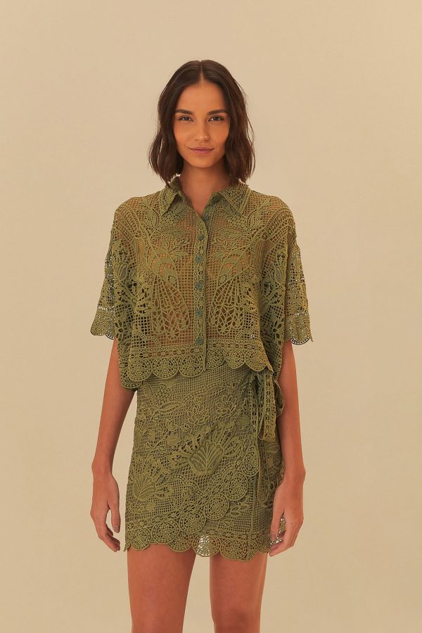 Camisa Cropped Guipure Praia De Rio