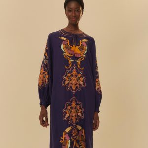 Vestido Bordado Estampado Romance Boho