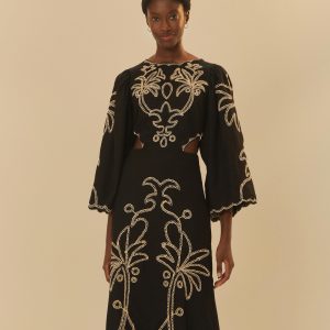Vestido Bordado Corneli Estampado Floresta Praiana