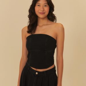 Corselet Black Jeans Sem Alça