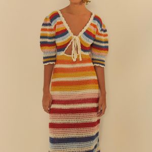 Vestido Crochet Estampado Listra Rainbow