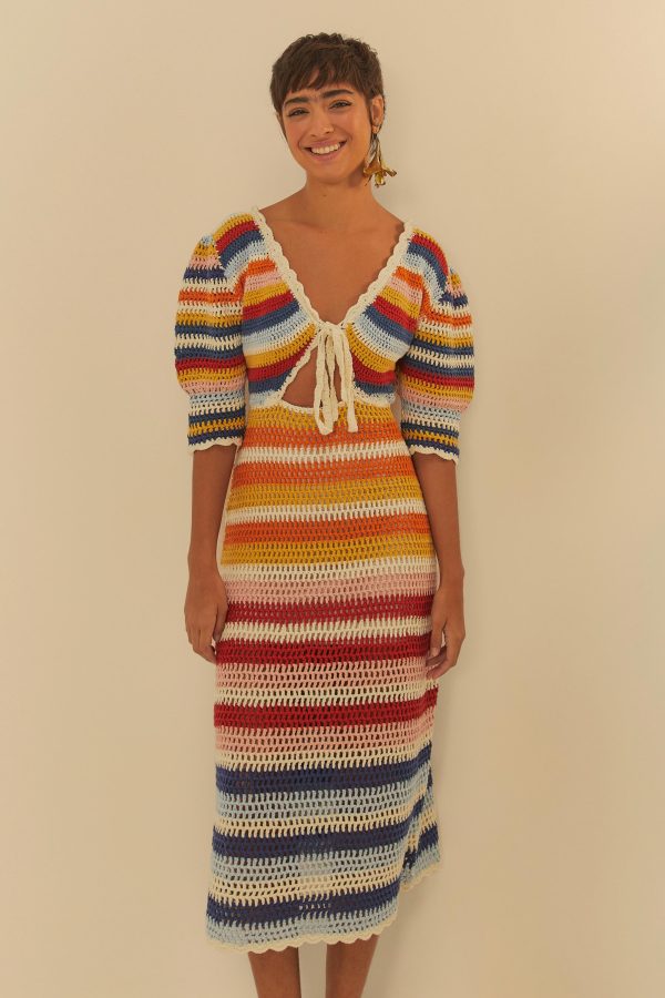 Vestido Crochet Estampado Listra Rainbow