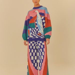 Calça Tricot Estampada Paisagem De Sonho