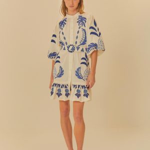 Vestido Cutwork Estampado Encanto Tropical