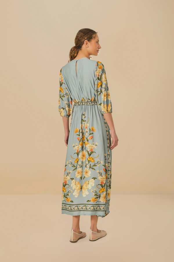 Vestido Bordado Estampado Borboleta Em Flor - Image 3