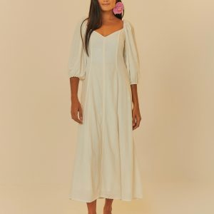 Vestido Longo Mangas Viés