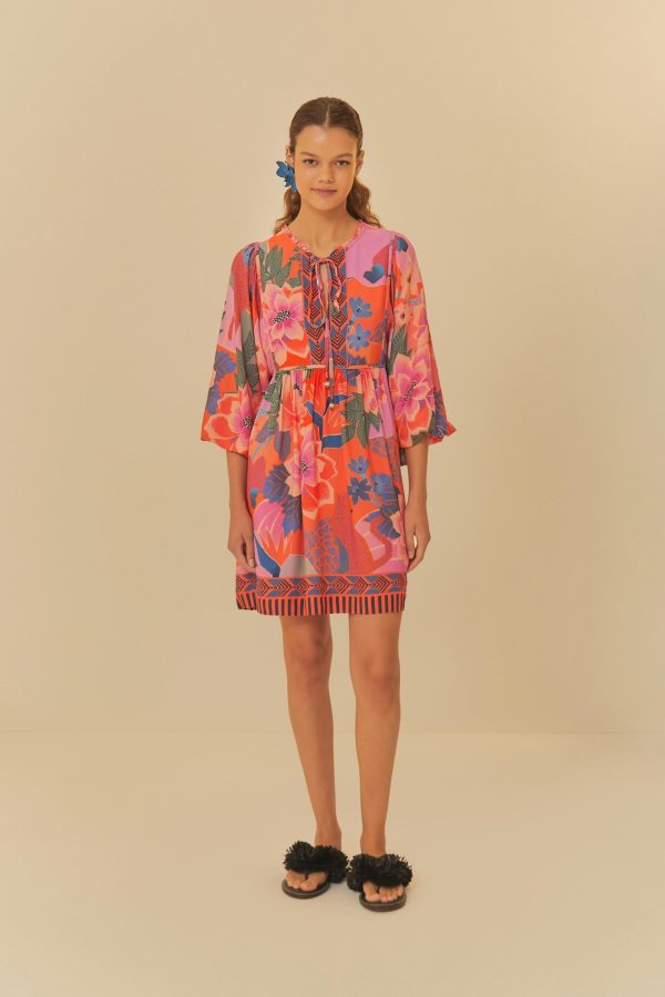 Vestido Curto Estampado Floresta Florida