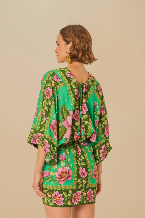 Vestido Curto Manga Kimono Estampado Fruta De Verão - Image 3