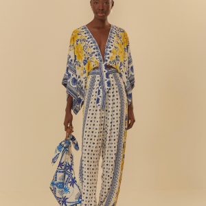 Macacão Mg Kimono Estampado Azulina