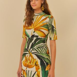 Vestido Curto Franzido Estampado Bananarte