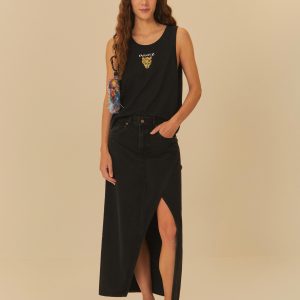 Saia Longa Fenda Black Jeans