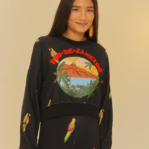 Moletom Cropped Estampado Sonho Dos Pássaros