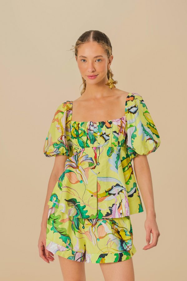 Blusa Mangas Estampada Água Viva Buquê - Image 2