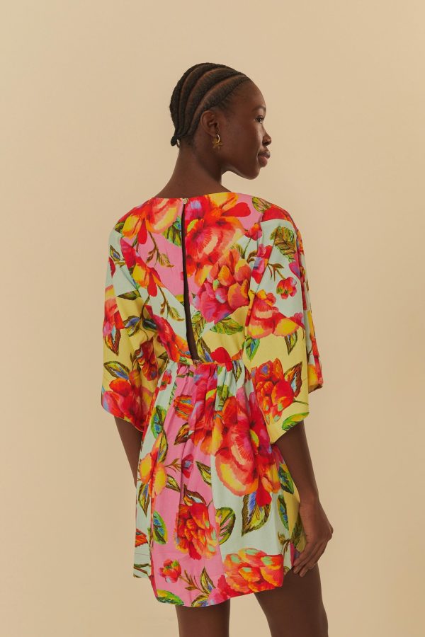 Vestido Curto Patch Estampado Flor Céu - Image 3