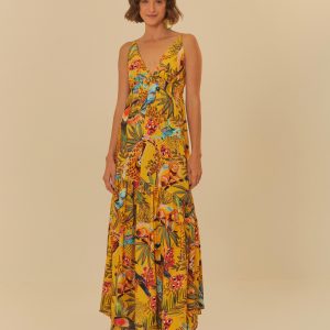 Vestido Longo Estampado Na Selva