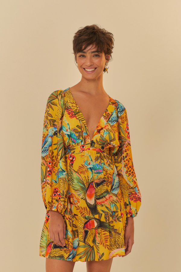 Vestido Curto Estampado Na Selva