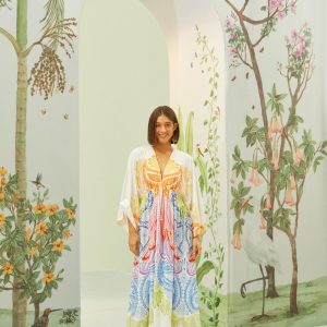 Vestido Cropped Estampado Papillon Multicolorido