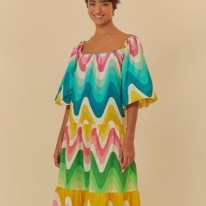 Vestido Cropped Estampado Onda Degradê