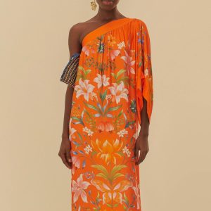 Vestido Longo Ombro Só Estampado Doce Natureza