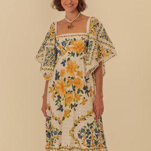 Vestido Laise Estampado Flor De Açai