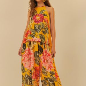 Calça Pantalona Estampada Floral Solar