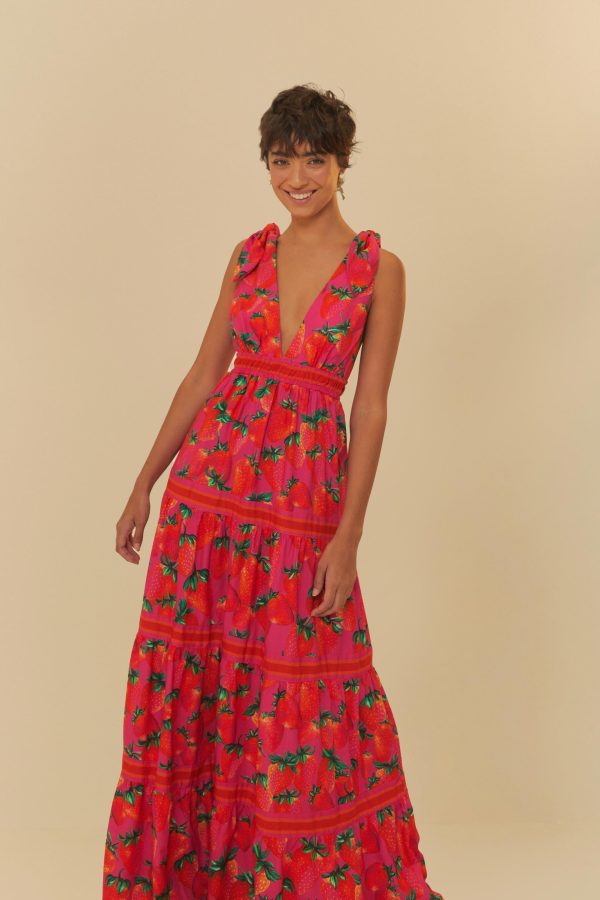 Vestido Estampado Lenço Morango