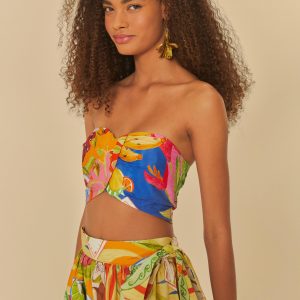 Top Sem Alça Estampado Mesa Fresca