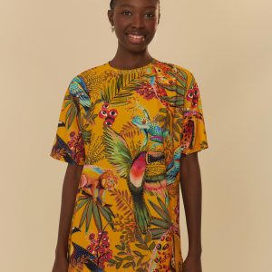 T-Shirt Básica Estampada Na Selva