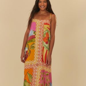 Vestido Lenço Estampado Mesa Fresca