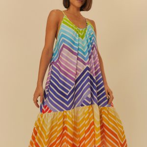 Vestido Longo Estampado Listra Degradê