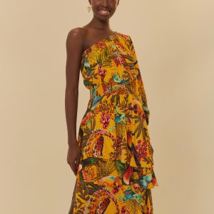 Vestido Ombro Só Estampado Na Selva