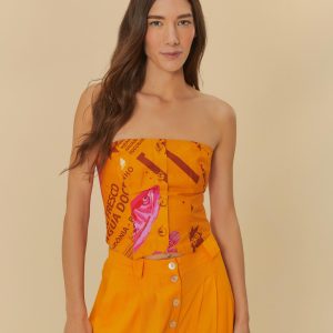 Blusa Ombros De Fora Estampada Peixe Fresco