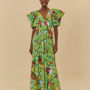 Vestido Midi Estampado Banana D'Água