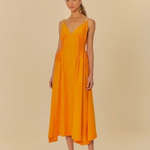 Vestido Detalhe Trançado Laranja Ponca