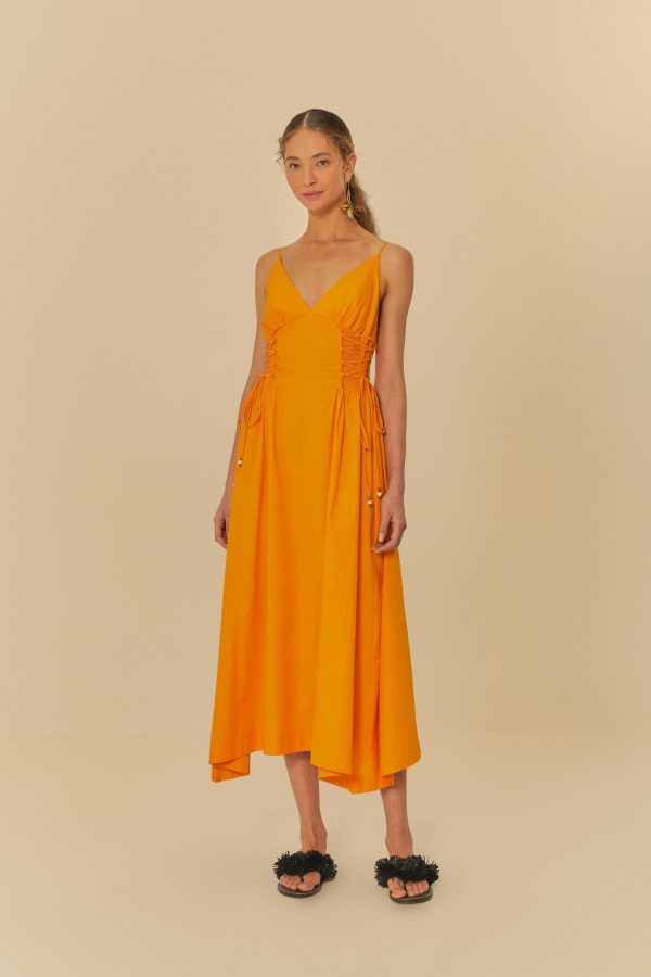 Vestido Detalhe Trançado Laranja Ponca
